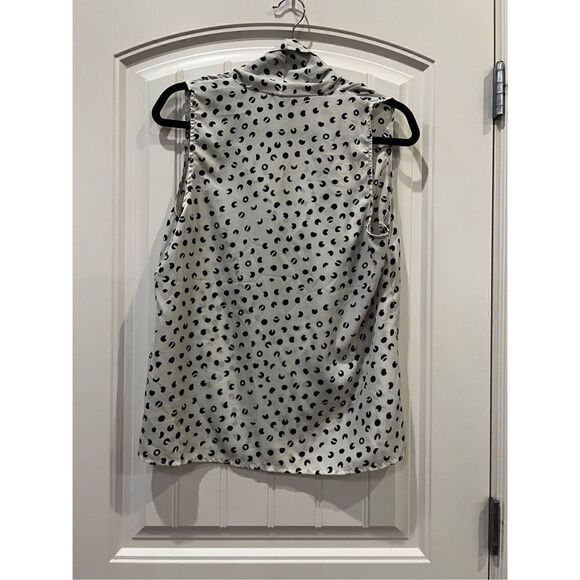 Valerie Bertinelli drape neck button up sleeveless blouse size large - Picture 2 of 3